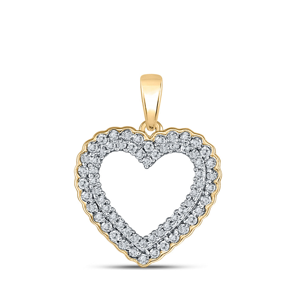 Diamond Heart & Love Symbol Pendant | 10kt Yellow Gold Womens Round Diamond Heart Pendant 1/3 Cttw | Splendid Jewellery GND