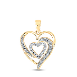 Diamond Heart & Love Symbol Pendant | 10kt Yellow Gold Womens Round Diamond Heart Pendant 1/6 Cttw | Splendid Jewellery GND
