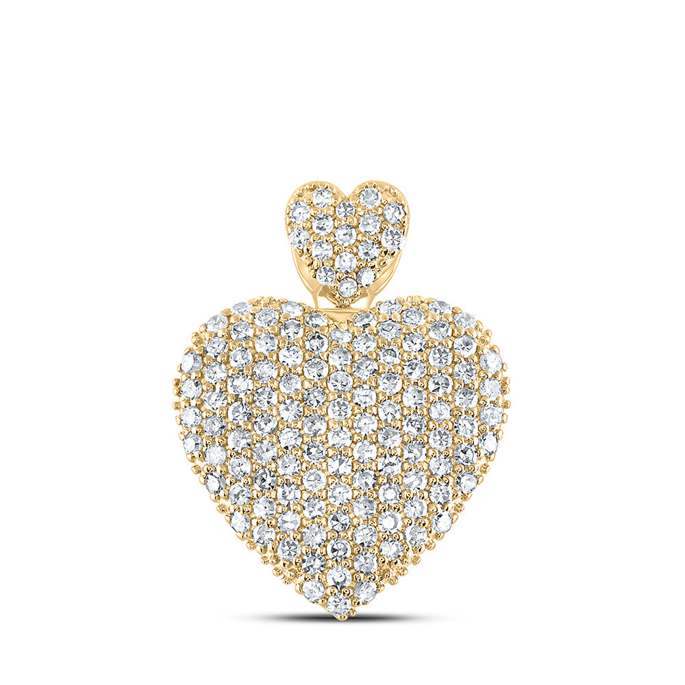Diamond Heart & Love Symbol Pendant | 10kt Yellow Gold Womens Round Diamond Heart Pendant 3/4 Cttw | Splendid Jewellery GND