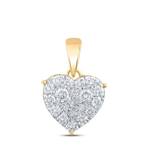Diamond Heart & Love Symbol Pendant | 10kt Yellow Gold Womens Round Diamond Heart Pendant 3/4 Cttw | Splendid Jewellery GND