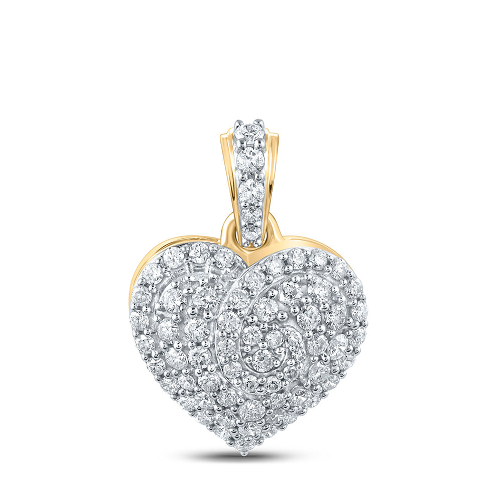 Diamond Heart & Love Symbol Pendant | 10kt Yellow Gold Womens Round Diamond Heart Pendant 7/8 Cttw | Splendid Jewellery GND
