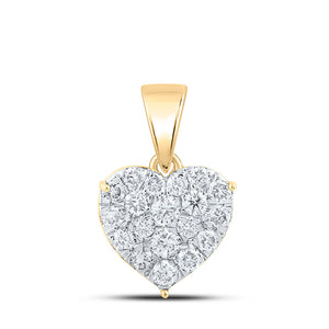 Diamond Heart & Love Symbol Pendant | 10kt Yellow Gold Womens Round Diamond Heart Pendant 7/8 Cttw | Splendid Jewellery GND
