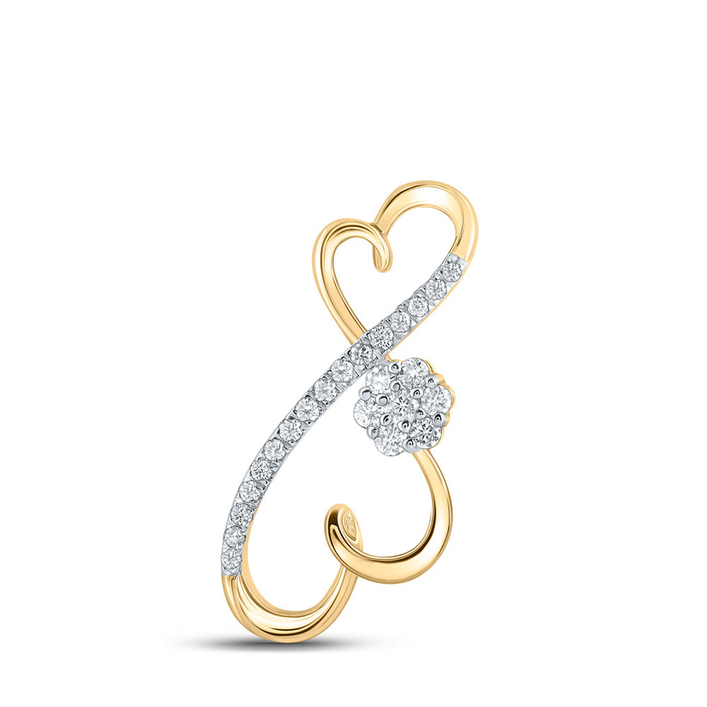 Diamond Heart & Love Symbol Pendant | 10kt Yellow Gold Womens Round Diamond Infinity Heart Pendant 1/4 Cttw | Splendid Jewellery GND
