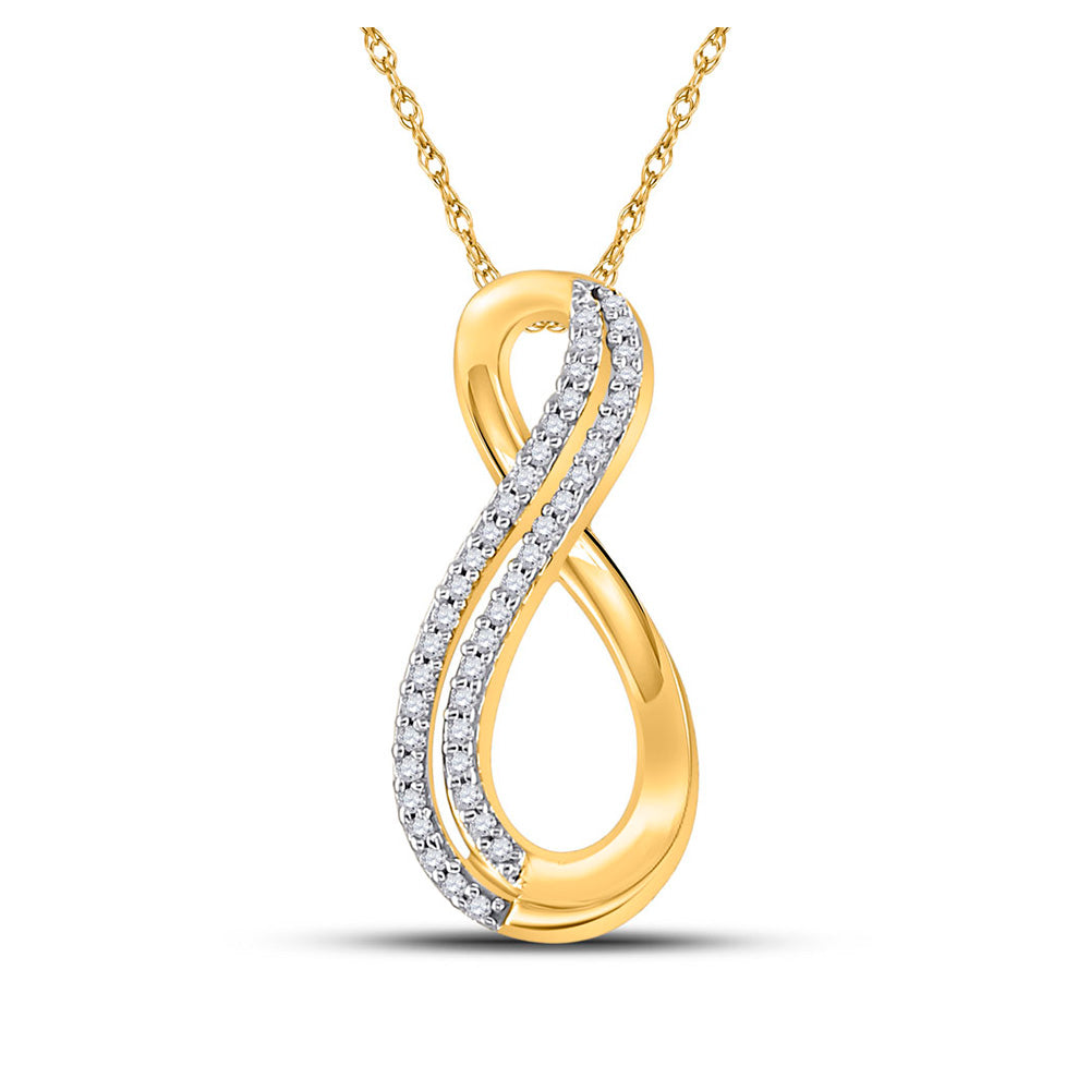 Diamond Heart & Love Symbol Pendant | 10kt Yellow Gold Womens Round Diamond Infinity Pendant 1/8 Cttw | Splendid Jewellery GND