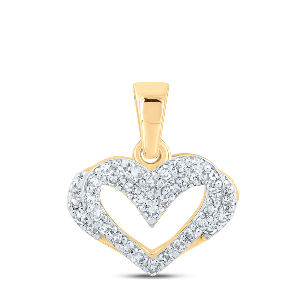 Diamond Heart & Love Symbol Pendant | 10kt Yellow Gold Womens Round Diamond Memory Heart Pendant 1/4 Cttw | Splendid Jewellery GND