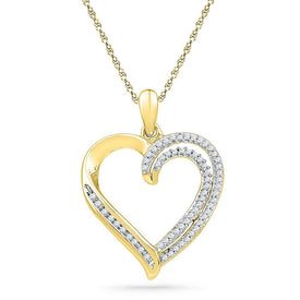 Radiant Love: 10kt Yellow Gold Diamond Heart Pendant  Top View from Splendid Jewellery
