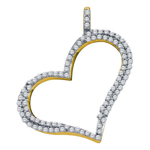 Diamond Heart & Love Symbol Pendant | 10kt Yellow Gold Womens Round Diamond Outline Heart Pendant 1/3 Cttw | Splendid Jewellery GND
