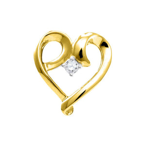 Diamond Heart & Love Symbol Pendant | 10kt Yellow Gold Womens Round Diamond Solitaire Heart Pendant 1/20 Cttw | Splendid Jewellery GND