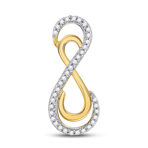 Diamond Heart & Love Symbol Pendant | 10kt Yellow Gold Womens Round Diamond Vertical Double Infinity Pendant 1/10 Cttw | Splendid Jewellery GND
