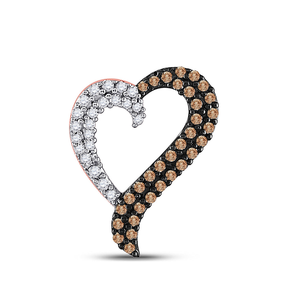 Diamond Heart & Love Symbol Pendant | 14kt Rose Gold Womens Round Brown Diamond Heart Pendant 1/3 Cttw | Splendid Jewellery GND