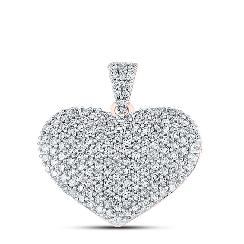Diamond Heart & Love Symbol Pendant | 14kt Rose Gold Womens Round Diamond Charmed Heart Pendant 1 Cttw | Splendid Jewellery GND