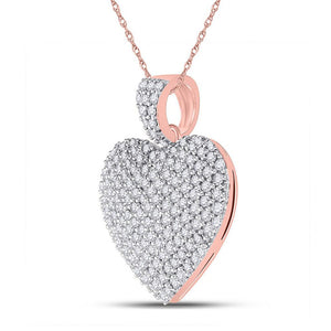 Diamond Heart & Love Symbol Pendant | 14kt Rose Gold Womens Round Diamond Charmed Heart Pendant 1 Cttw | Splendid Jewellery GND