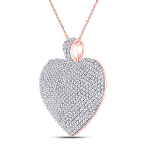 Diamond Heart & Love Symbol Pendant | 14kt Rose Gold Womens Round Diamond Charmed Heart Pendant 2 Cttw | Splendid Jewellery GND