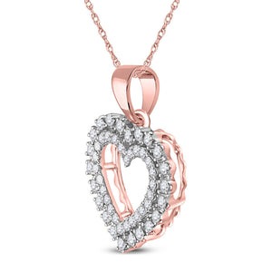 Diamond Heart & Love Symbol Pendant | 14kt Rose Gold Womens Round Diamond Heart Pendant 3/8 Cttw | Splendid Jewellery GND