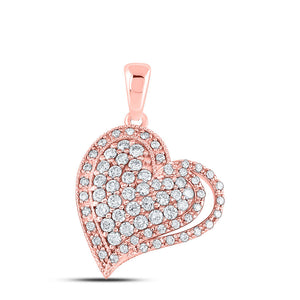 Diamond Heart & Love Symbol Pendant | 14kt Rose Gold Womens Round Diamond Heart Pendant 5/8 Cttw | Splendid Jewellery GND