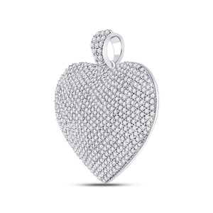 Diamond Heart & Love Symbol Pendant | 14kt White Gold Womens Round Diamond Charmed Heart Pendant 2 Cttw | Splendid Jewellery GND