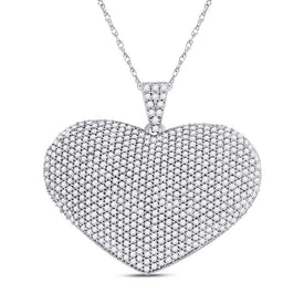 14kt White Gold Diamond Heart of Devotion Pendant - Top View