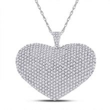 Load image into Gallery viewer, 14kt White Gold Diamond Heart &amp; Love Symbol Pendant - A Mesmerizing Declaration of Love - Top View