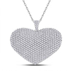 14kt White Gold Diamond Heart & Love Symbol Pendant - A Mesmerizing Declaration of Love - Top View