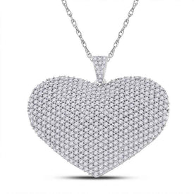 14kt White Gold Diamond Heart & Love Symbol Pendant - A Mesmerizing Declaration of Love - Top View