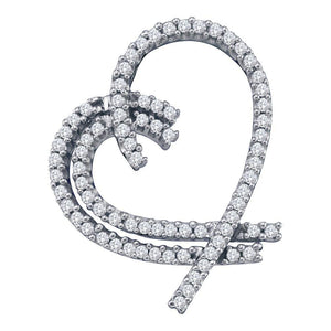 Diamond Heart & Love Symbol Pendant | 14kt White Gold Womens Round Diamond Heart Outline Pendant 3/4 Cttw | Splendid Jewellery GND