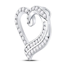 Load image into Gallery viewer, Radiant Love: 14kt White Gold Diamond Heart Pendant - Side View