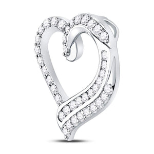 Diamond Heart & Love Symbol Pendant | 14kt White Gold Womens Round Diamond Heart Pendant 1 Cttw | Splendid Jewellery GND