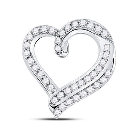 Radiant Love: 14kt White Gold Diamond Heart Pendant - Top View