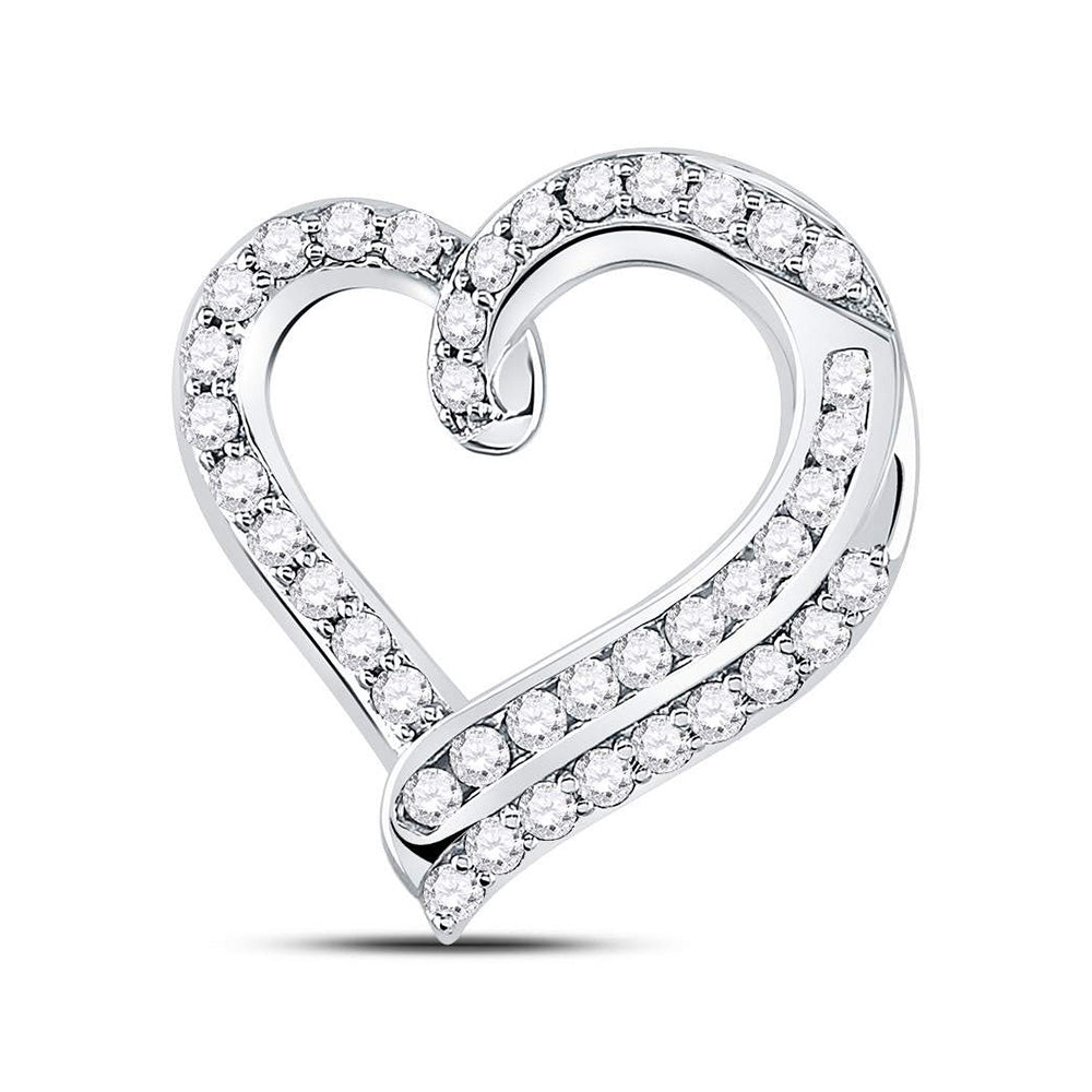 Diamond Heart & Love Symbol Pendant | 14kt White Gold Womens Round Diamond Heart Pendant 1 Cttw | Splendid Jewellery GND