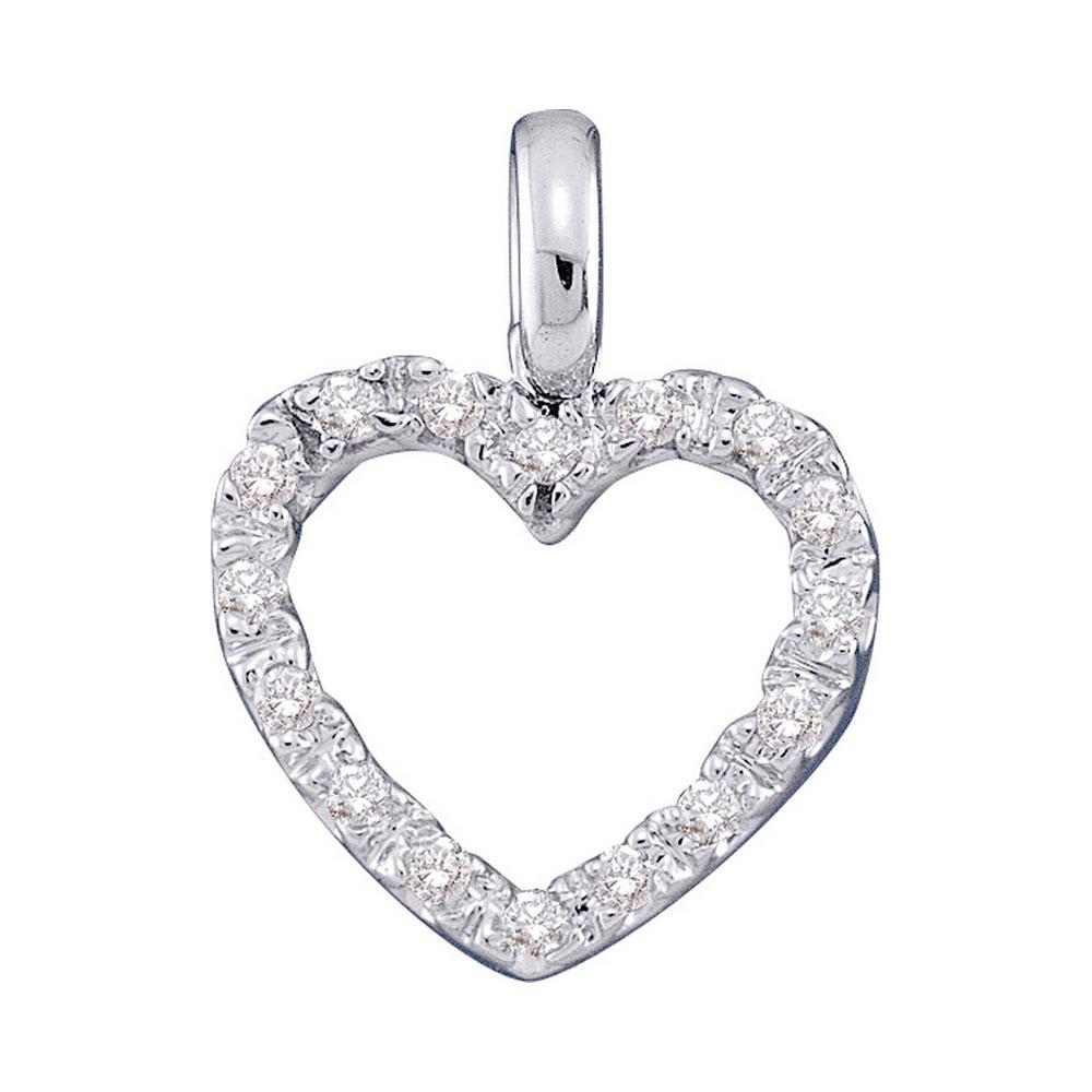 Diamond Heart & Love Symbol Pendant | 14kt White Gold Womens Round Diamond Heart Pendant 1/10 Cttw | Splendid Jewellery GND