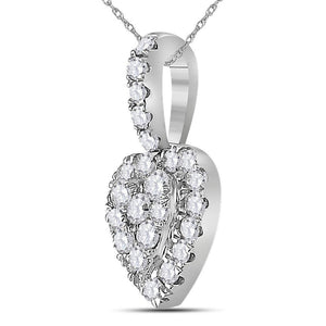Diamond Heart & Love Symbol Pendant | 14kt White Gold Womens Round Diamond Heart Pendant 1/3 Cttw | Splendid Jewellery GND