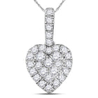 14kt White Gold Diamond Heart & Love Symbol Pendant - Top View
