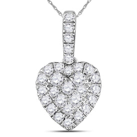 14kt White Gold Diamond Heart & Love Symbol Pendant - Top View