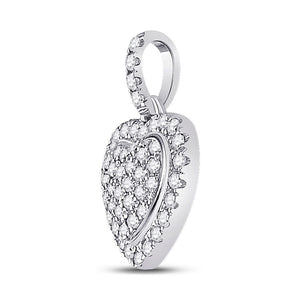 Diamond Heart & Love Symbol Pendant | 14kt White Gold Womens Round Diamond Heart Pendant 1/4 Cttw | Splendid Jewellery GND