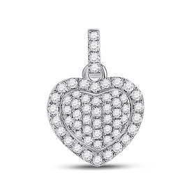 14kt White Gold Diamond Heart Pendant - A Symbol of Eternal Love and Brilliance - Top View