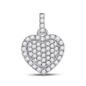 Diamond Heart & Love Symbol Pendant | 14kt White Gold Womens Round Diamond Heart Pendant 1/4 Cttw | Splendid Jewellery GND