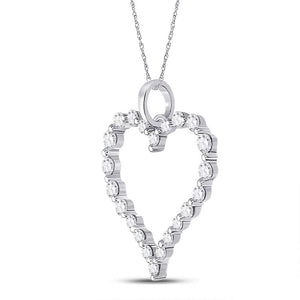 Diamond Heart & Love Symbol Pendant | 14kt White Gold Womens Round Diamond Outline Heart Pendant 1 Cttw | Splendid Jewellery GND
