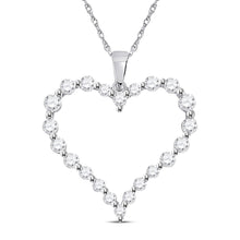 Load image into Gallery viewer, Radiant Love: 14kt White Gold Diamond Heart Pendant - Top View