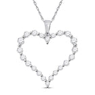 Radiant Love: 14kt White Gold Diamond Heart Pendant - Top View