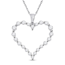 Radiant Love: 14kt White Gold Diamond Heart Pendant - Top View