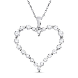 Diamond Heart & Love Symbol Pendant | 14kt White Gold Womens Round Diamond Outline Heart Pendant 1 Cttw | Splendid Jewellery GND