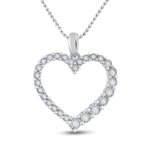 Load image into Gallery viewer, 14kt White Gold Diamond Heart Pendant: A Symbol of Eternal Love - Top View