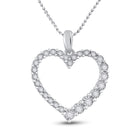 14kt White Gold Diamond Heart Pendant: A Symbol of Eternal Love - Top View