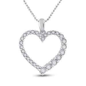 Diamond Heart & Love Symbol Pendant | 14kt White Gold Womens Round Diamond Outline Heart Pendant 1/6 Cttw | Splendid Jewellery GND