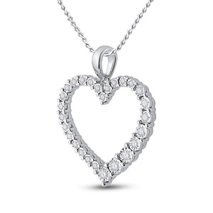 Diamond Heart & Love Symbol Pendant | 14kt White Gold Womens Round Diamond Outline Heart Pendant 1/6 Cttw | Splendid Jewellery GND