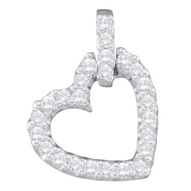 Radiant Love: 14kt White Gold Diamond Heart Pendant  Top View from Splendid Jewellery