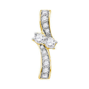 Diamond Heart & Love Symbol Pendant | 14kt Yellow Gold Womens Round Diamond 2-stone Hearts Together Pendant 1/4 Cttw | Splendid Jewellery GND