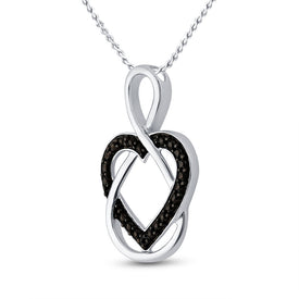 Enchanting Sterling Silver Black Diamond Heart Pendant  Side View from Splendid Jewellery