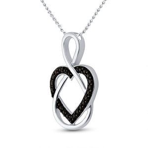 Diamond Heart & Love Symbol Pendant | Sterling Silver Womens Round Black Color Enhanced Diamond Heart Pendant .01 Cttw | Splendid Jewellery GND