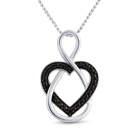 Enchanting Sterling Silver Black Diamond Heart Pendant  Top View from Splendid Jewellery